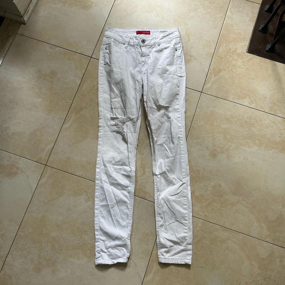 Women’s Guess White Denim Ripped Jeans